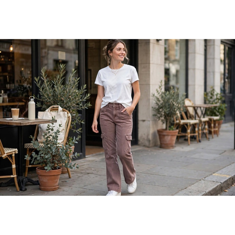 Aeropostale Womens Small Short Cargo Bootcut Jeans Faded Burgundy Solid